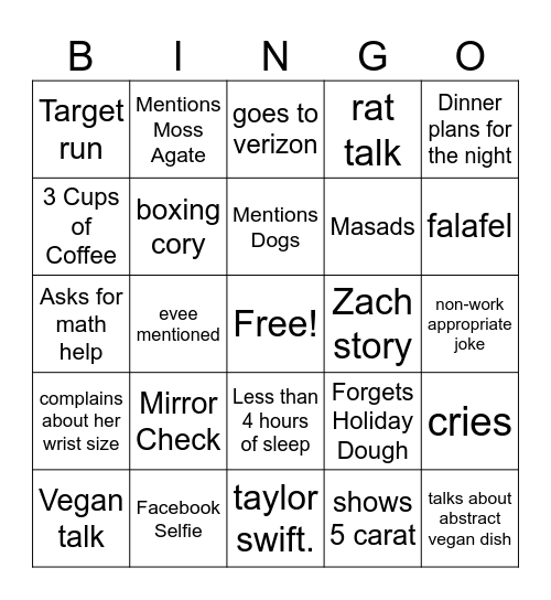 Madison Bingo Card