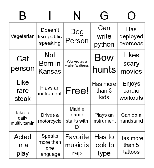 Untitled Bingo Card