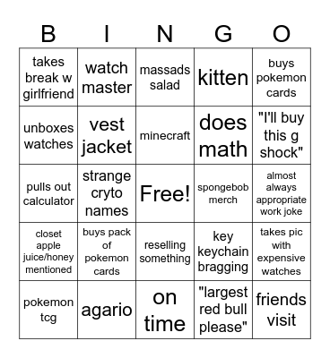 Caiden Bingo Card