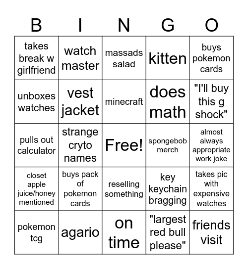 Caiden Bingo Card