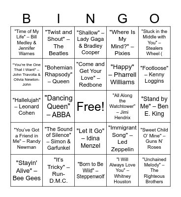 Movie Songs! Bingo Card