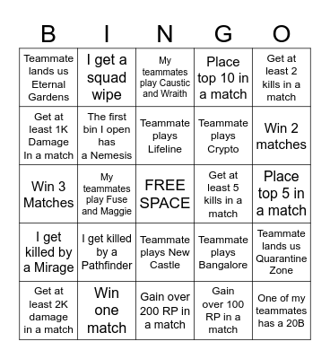 apex ranked bingo Card