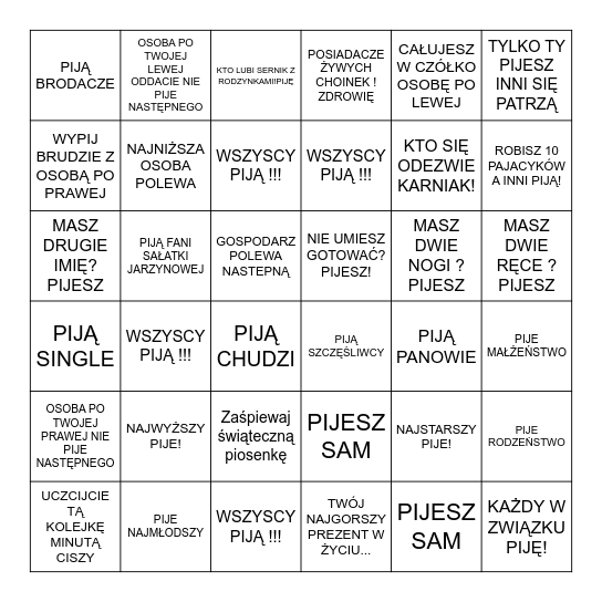ŚWIĄTECZNE ALKO KOŚCI Bingo Card