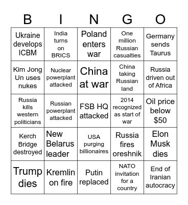 Future Europa Bingo 2025 Bingo Card