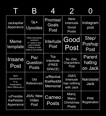 JSAS 1hr Interlude Bingo Card