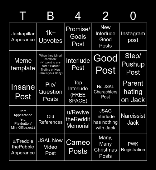 JSAS 1hr Interlude Bingo Card