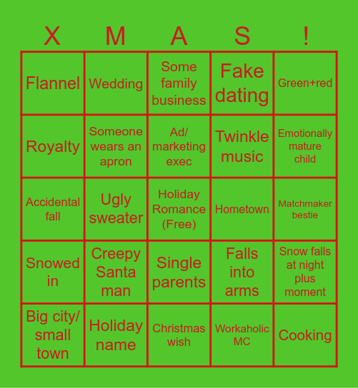 Bad Xmas movie bingo Card