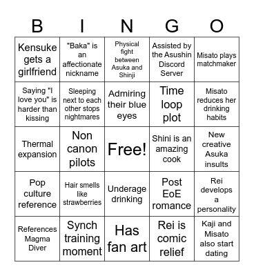 Asushin Fanfic Bingo Card