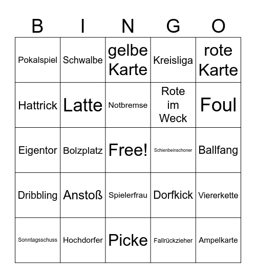 Fußball-Bingo Card