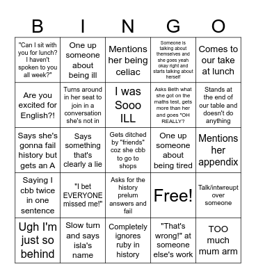 Alice bingo Card