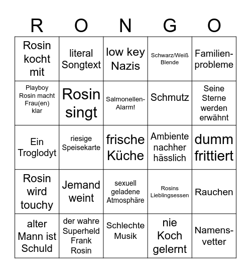 Rosin Bingo Card