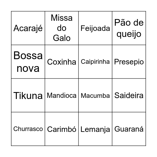 Festa de Natal Bingo Card