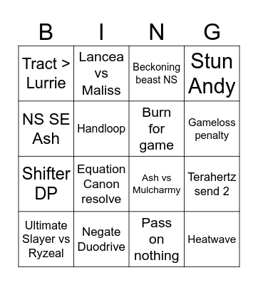 German Open December 2024 Bingo Card