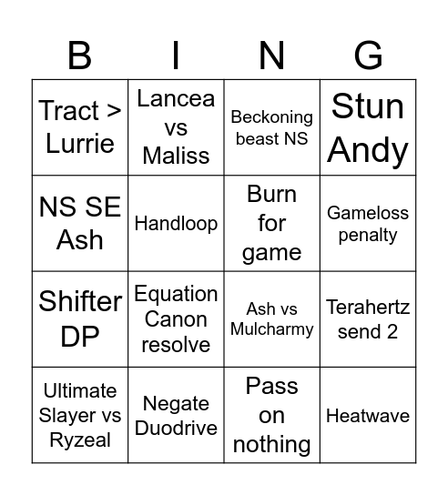 German Open December 2024 Bingo Card