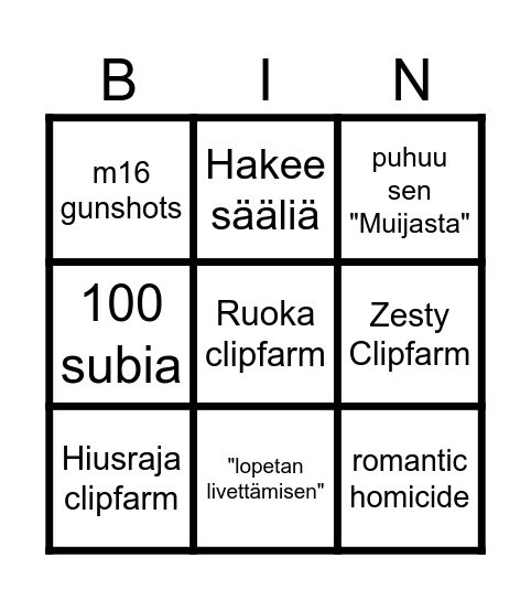 skotin ihan VITUN paska bingo Card