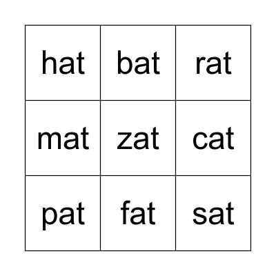 at Word Family Bingo Card