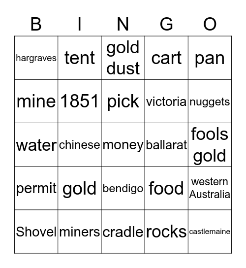 Gold Rush Bingo Card