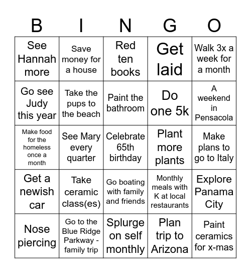 Ma’s 2025 Bingo Card
