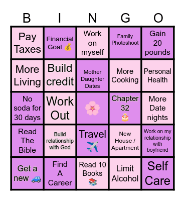 2025 Goal Bingo Card