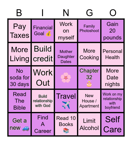 2025 Goal Bingo Card