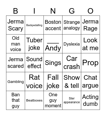 JERMA Bingo Card