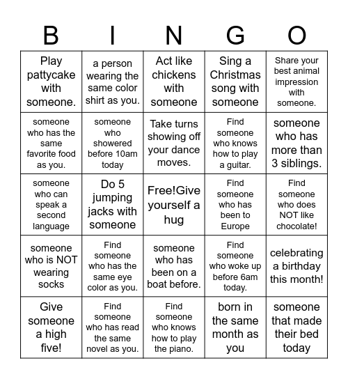 Interactive Bingo Card