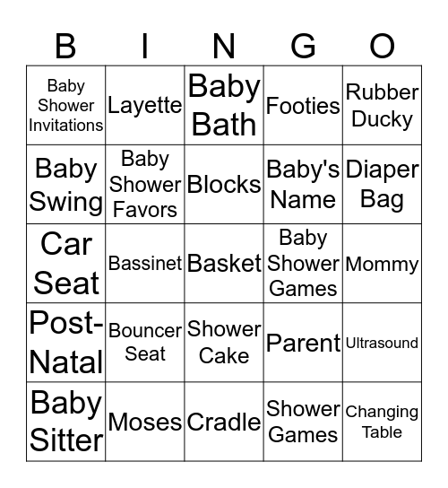 MAYURIKA'S BABY SHOWER BINGO ! Bingo Card