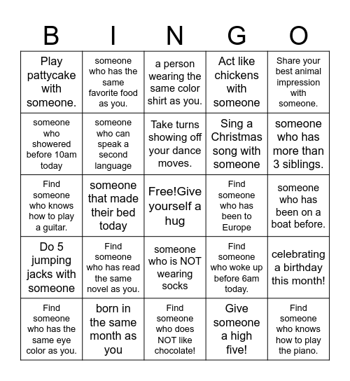 Interactive Bingo Card