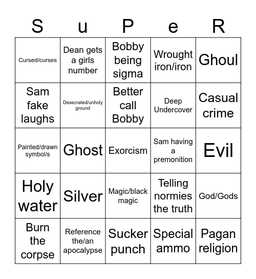 Supernatural Bingo Card