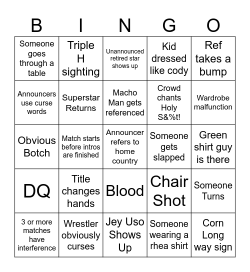 SNME Bingo Card