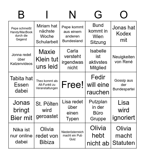 Verde Wien x Bund Bingo Card