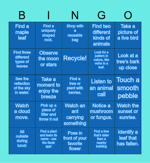 Natural Environment Bingo!! Bingo Card