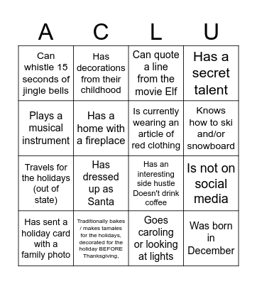 Mix & Mingle Bingo Card