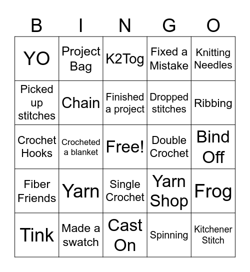 Sip ‘N Stitch Bingo 2 Bingo Card