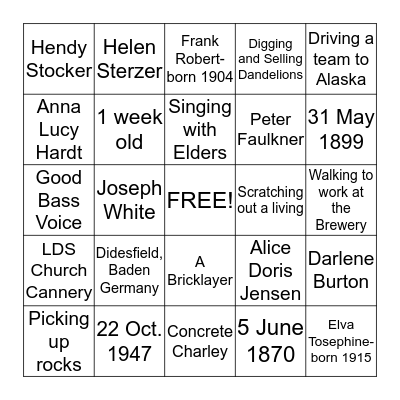 LARSON FAMILY BUILDER Bingo Card
