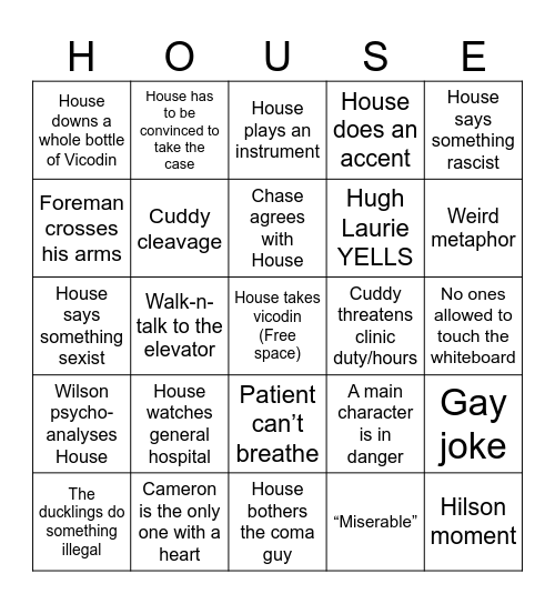 House Bingo Card