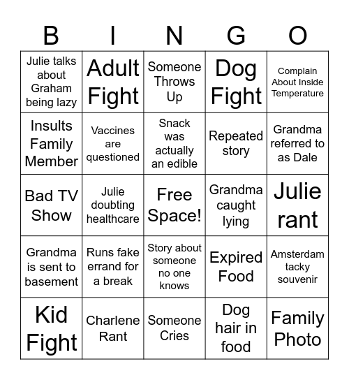 Ruple Christmas Bingo Card