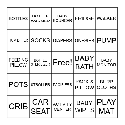BABY GIFT BINGO Card