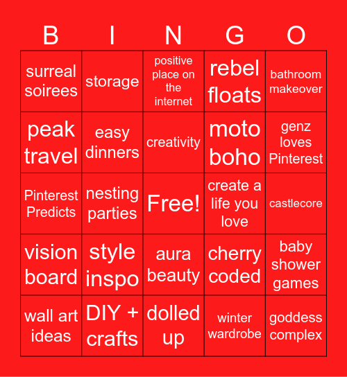 Pinterest Bingo Card