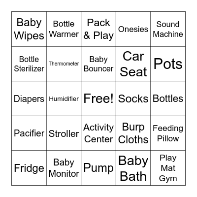 BABY GIFT BINGO Card