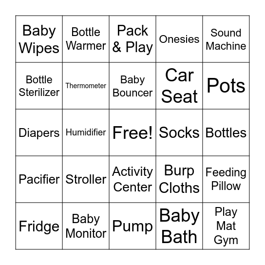 BABY GIFT BINGO Card