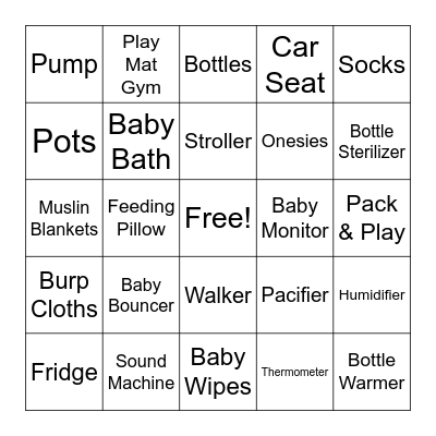 BABY GIFT BINGO Card