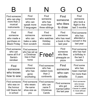 TutuRal Holiday Mix & Mingle Bingo Card