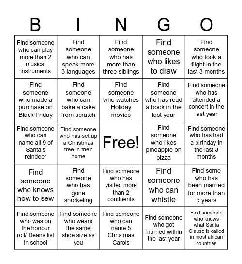 TutuRal Holiday Mix & Mingle Bingo Card