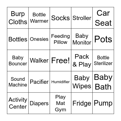 BABY GIFT BINGO Card