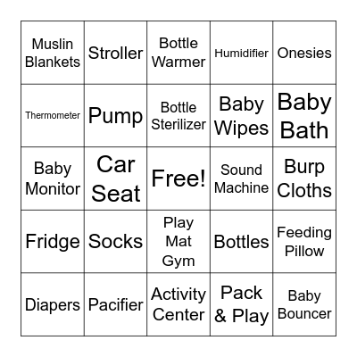BABY GIFT BINGO Card