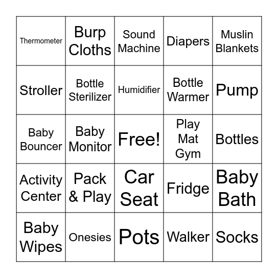 BABY GIFT BINGO Card