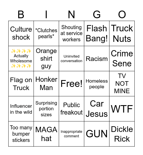 Murica Bingo Card