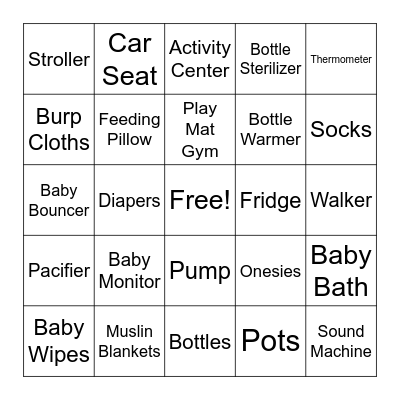 BABY GIFT BINGO Card