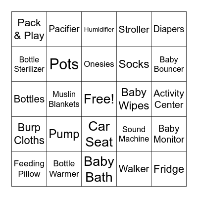 BABY GIFT BINGO Card